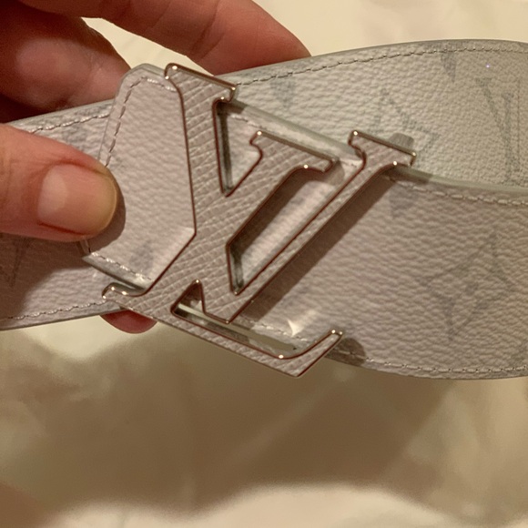 New beautiful authentic unisex Louis Vuitton white , grey belt/ silver buckle - Picture 1 of 14